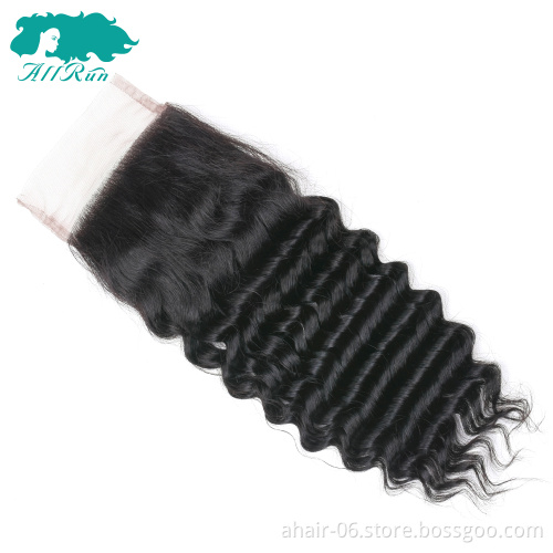 Wholesale Raw Virgin Hair Malaysian Brazilian Human Hair U Part Lace Closure 4*4 Curly Hair